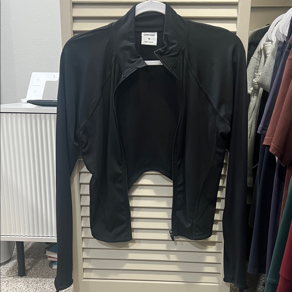 Gymshark Black Power Midi Zip Up Jacket